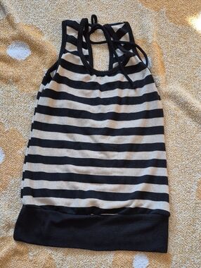 Striped Black and Cream Racerback Tank Top